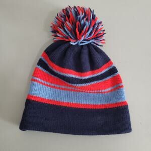 Meister Beanie Vintage Hat Womens One Size Wool Striped Pom Pom Fall Winter Ski